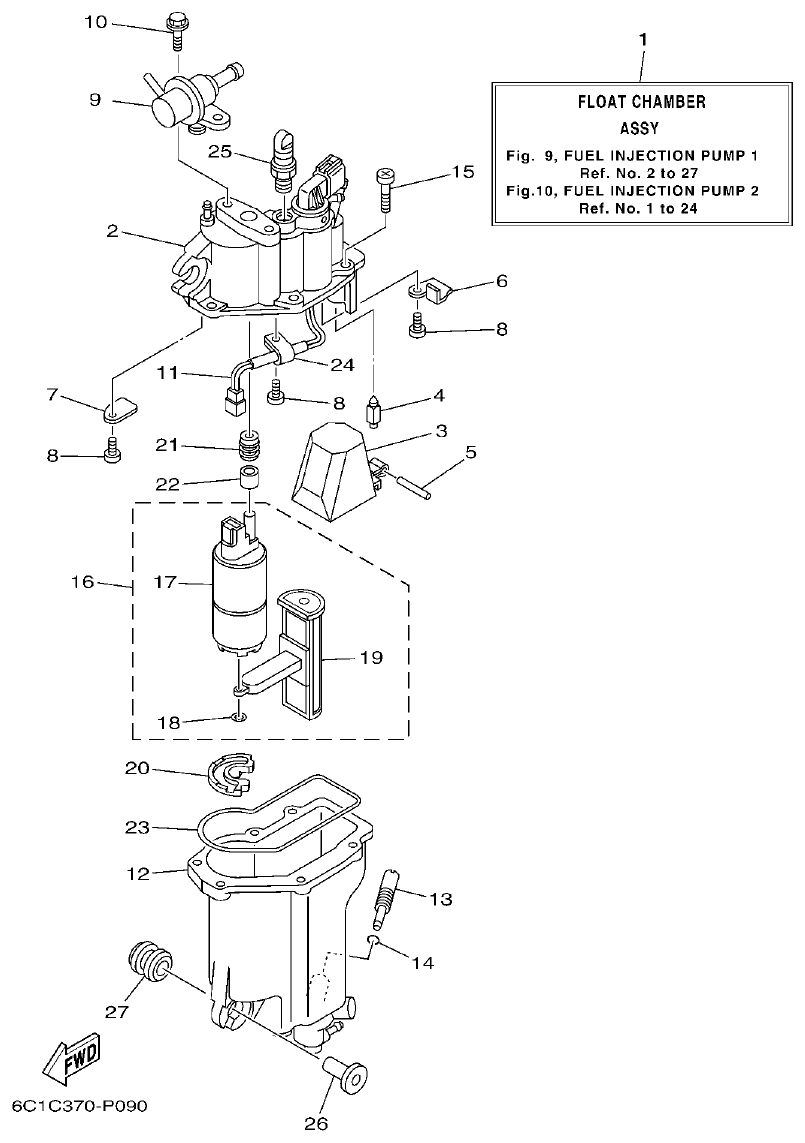 Yamaha FT50JET, FT60GET FUEL INJECTION PUMP 1 parts diagram